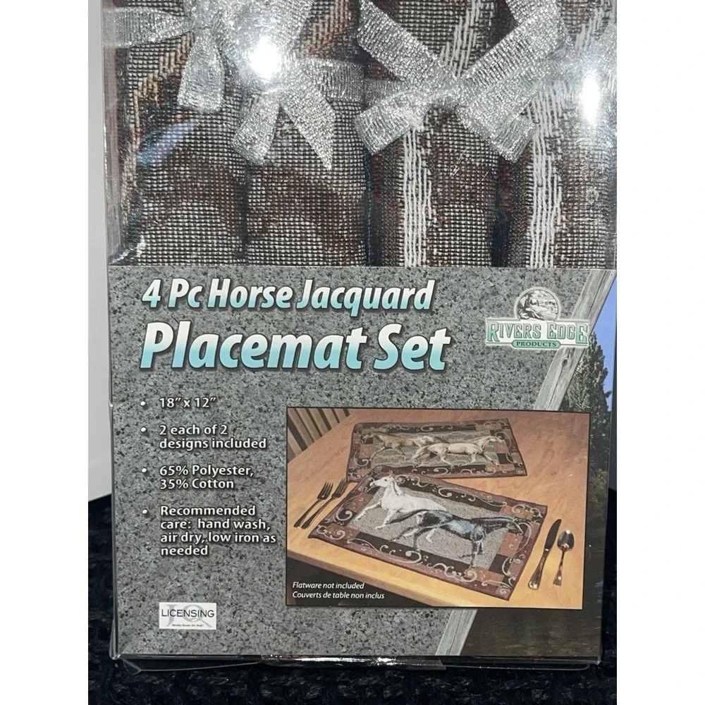 Placemat Set Horses Rivers Edge 4‎ pc Set Jacquard New